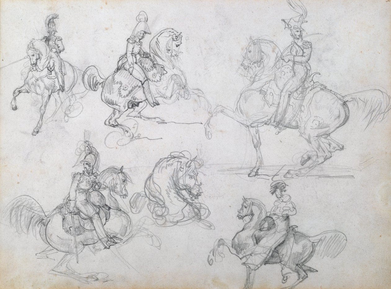 Jinetes en caballos galopantes de Theodore Gericault