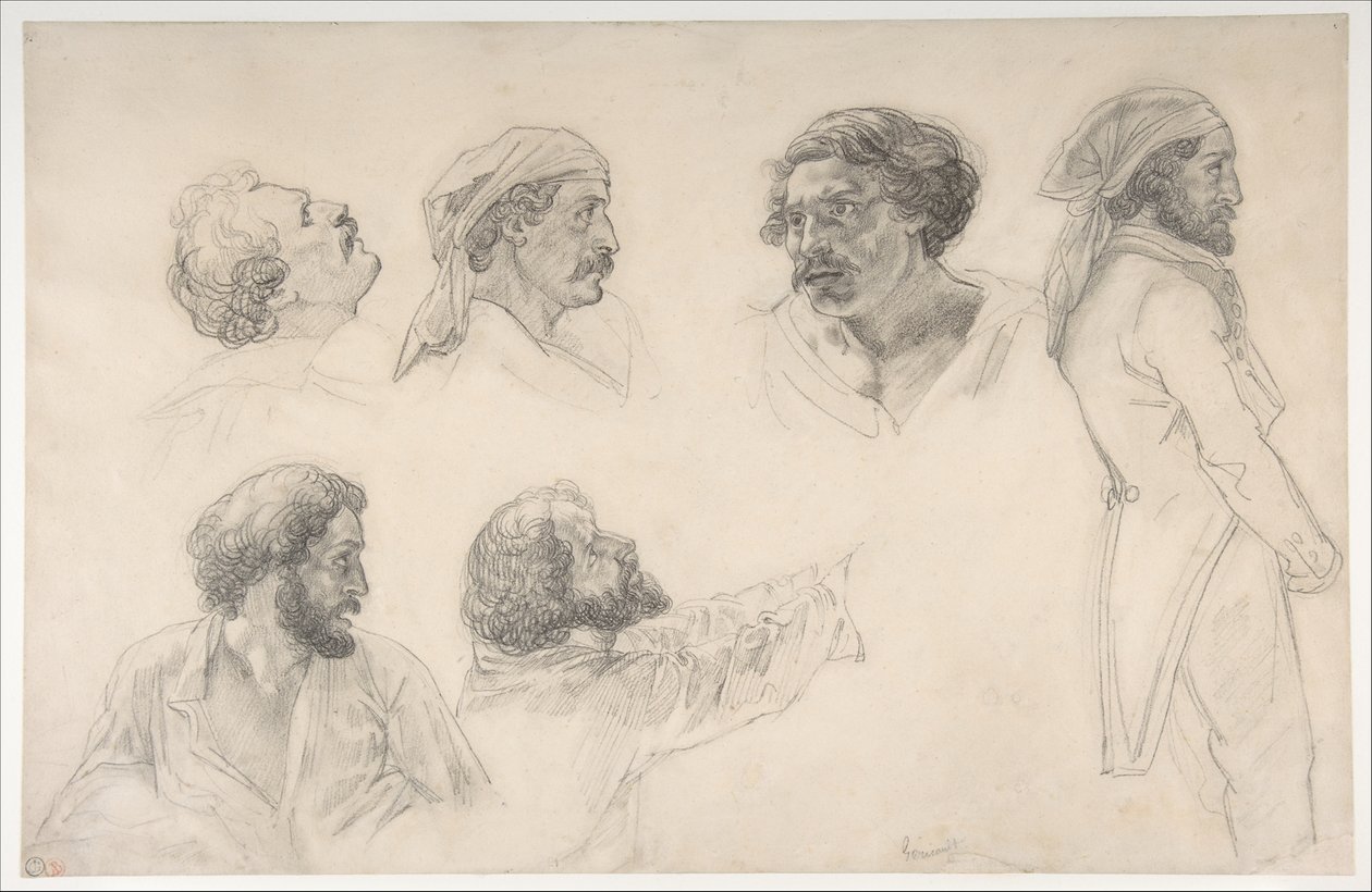 Seis bocetos para «La balsa de la Medusa», de Corréard y Savigny de Theodore Gericault