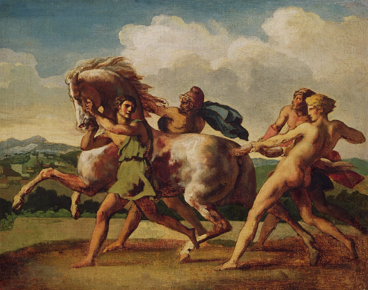 Esclavos deteniendo un caballo, estudio para "La carrera de los caballos bárbaros" de Theodore Gericault