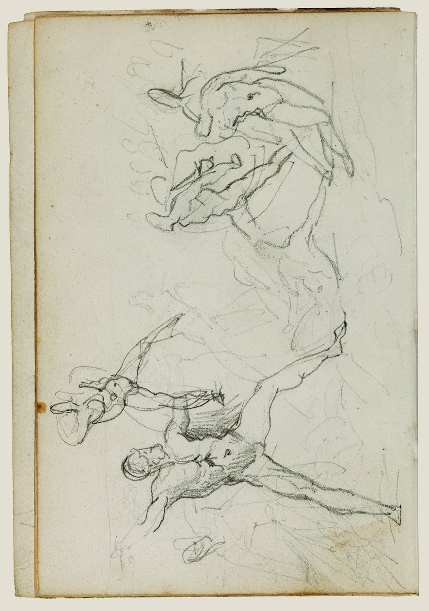 Estudios de hombres desnudos en combate de Theodore Gericault