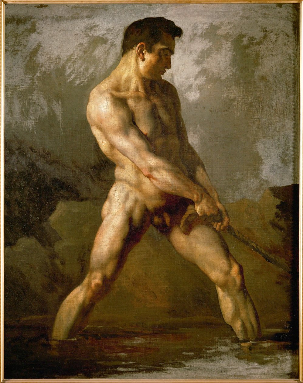Estudio de un desnudo masculino ... (óleo sobre lienzo) de Theodore Gericault