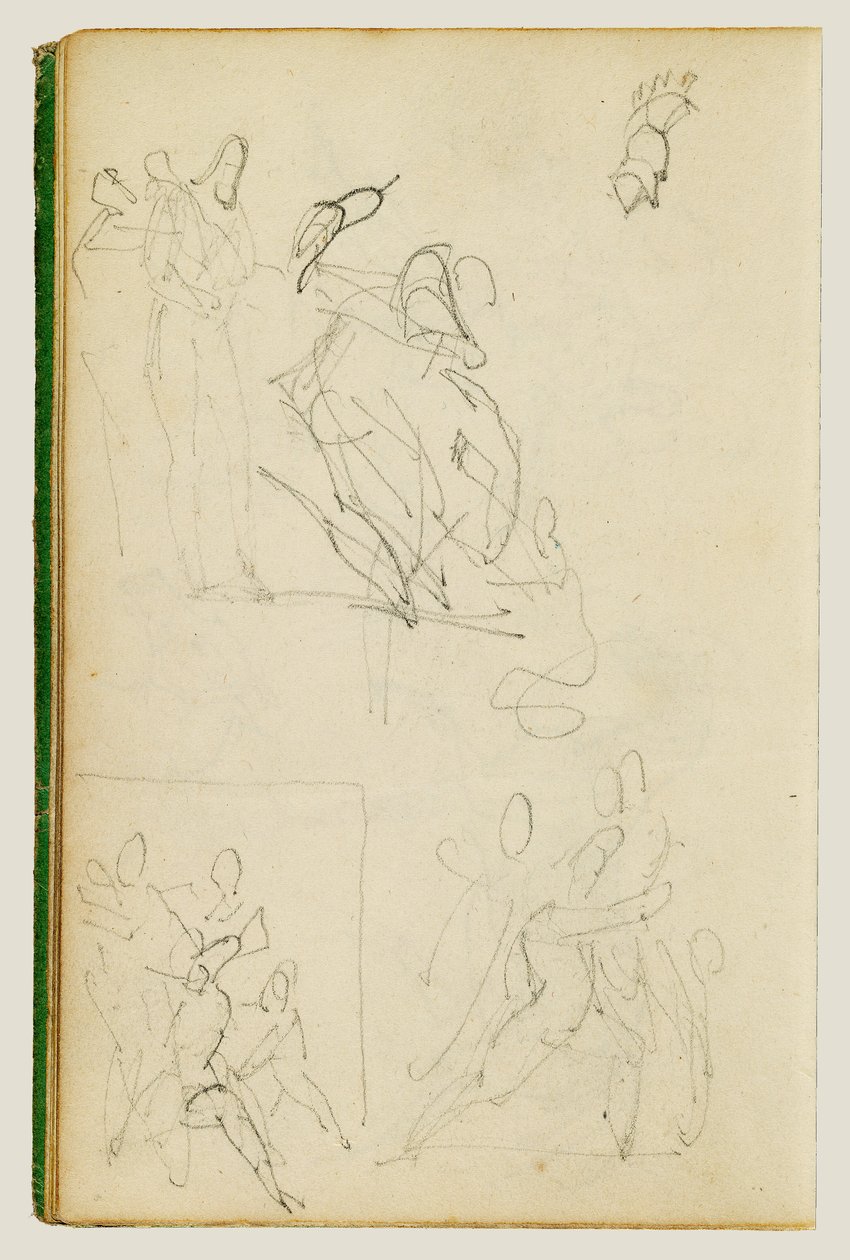 Tres estudios compositivos de un grupo de figuras de Theodore Gericault