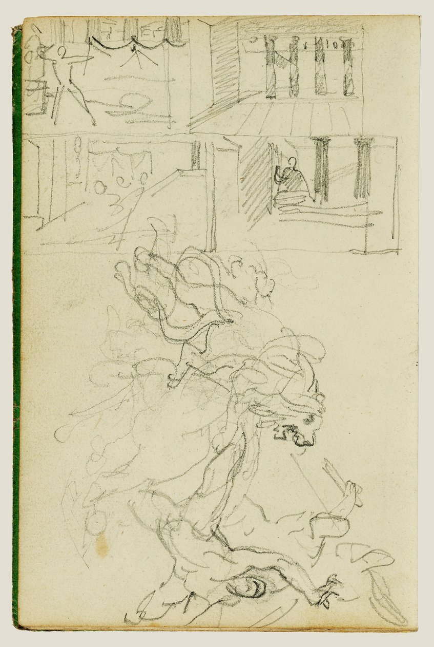Dos estudios compositivos de una caza de leones de Theodore Gericault