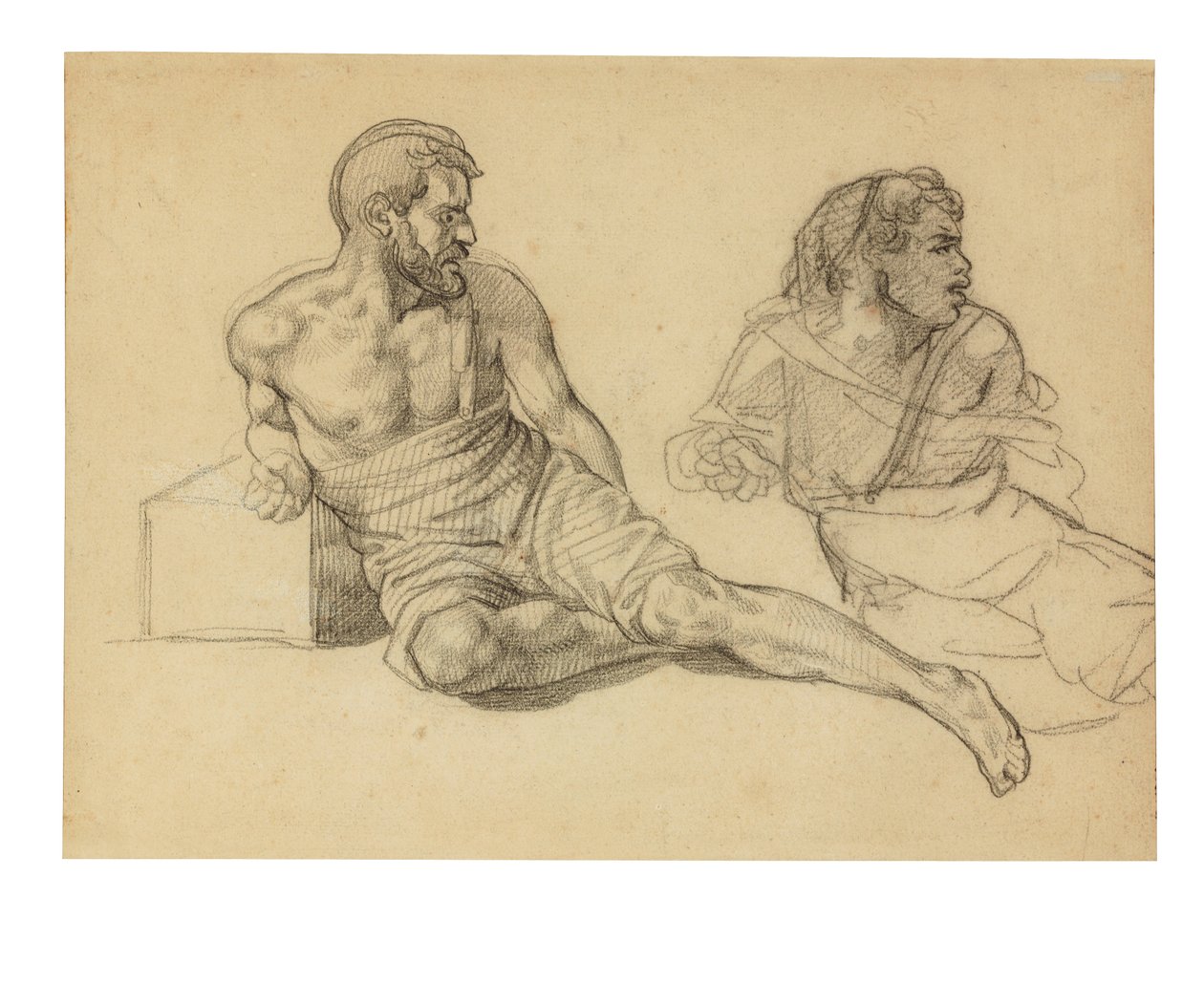 Dos estudios para la figura sentada al pie del mástil de Theodore Gericault
