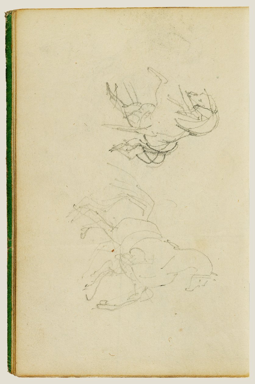 Dos estudios sobre un caballo en fase de cría de Theodore Gericault