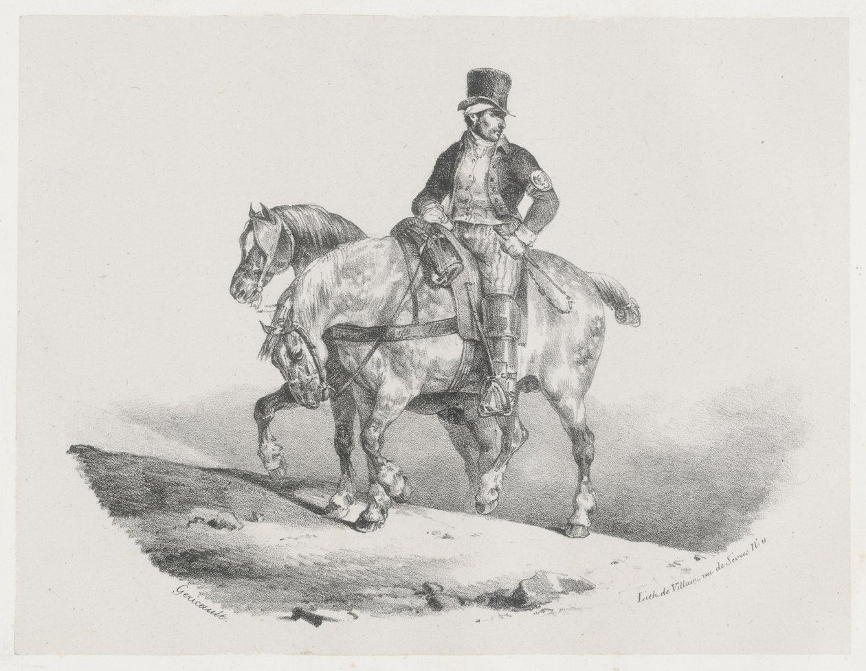 Un postillón o Los dos caballos enjaezados (A Postilion or The Two Harnessed Horses) de Theodore Gericault