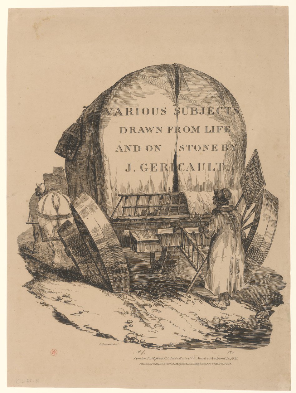 Una carretilla enganchada (Título de la serie inglesa) [A Hitched Wagon or A Horse-Drawn Cart (Página de título de la serie inglesa)] de Theodore Gericault