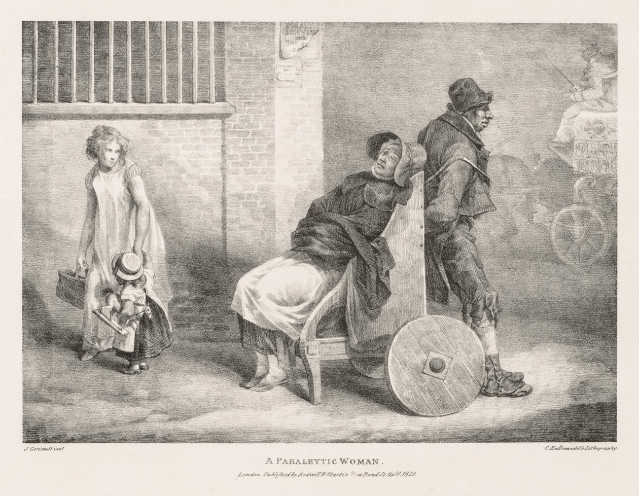 Varios temas dibujados de la vida y en piedra: Una mujer paralítica, 1821 de Theodore Gericault
