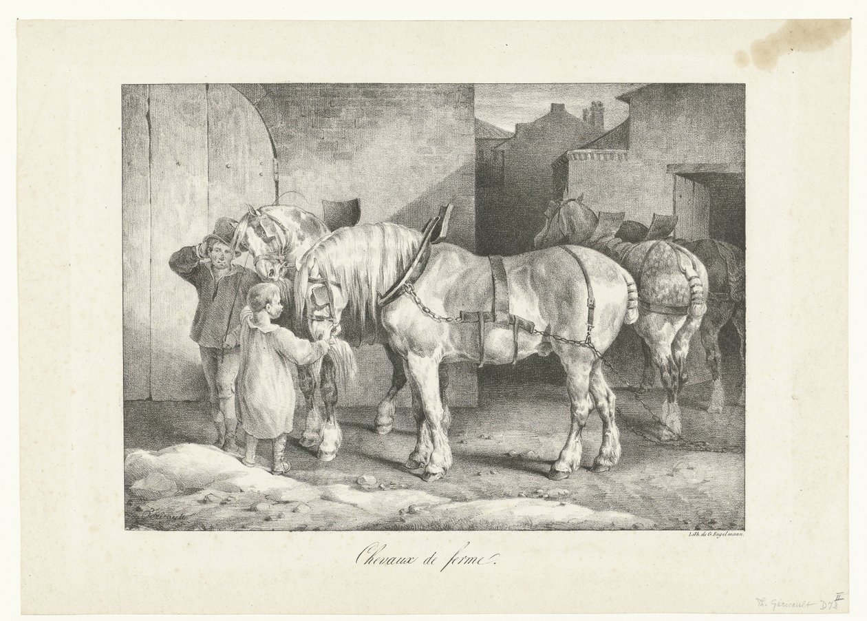 Werkpaarden Caballos de granja (título sobre el objeto) Cuatro temas misceláneos (título de la serie) de Theodore Gericault