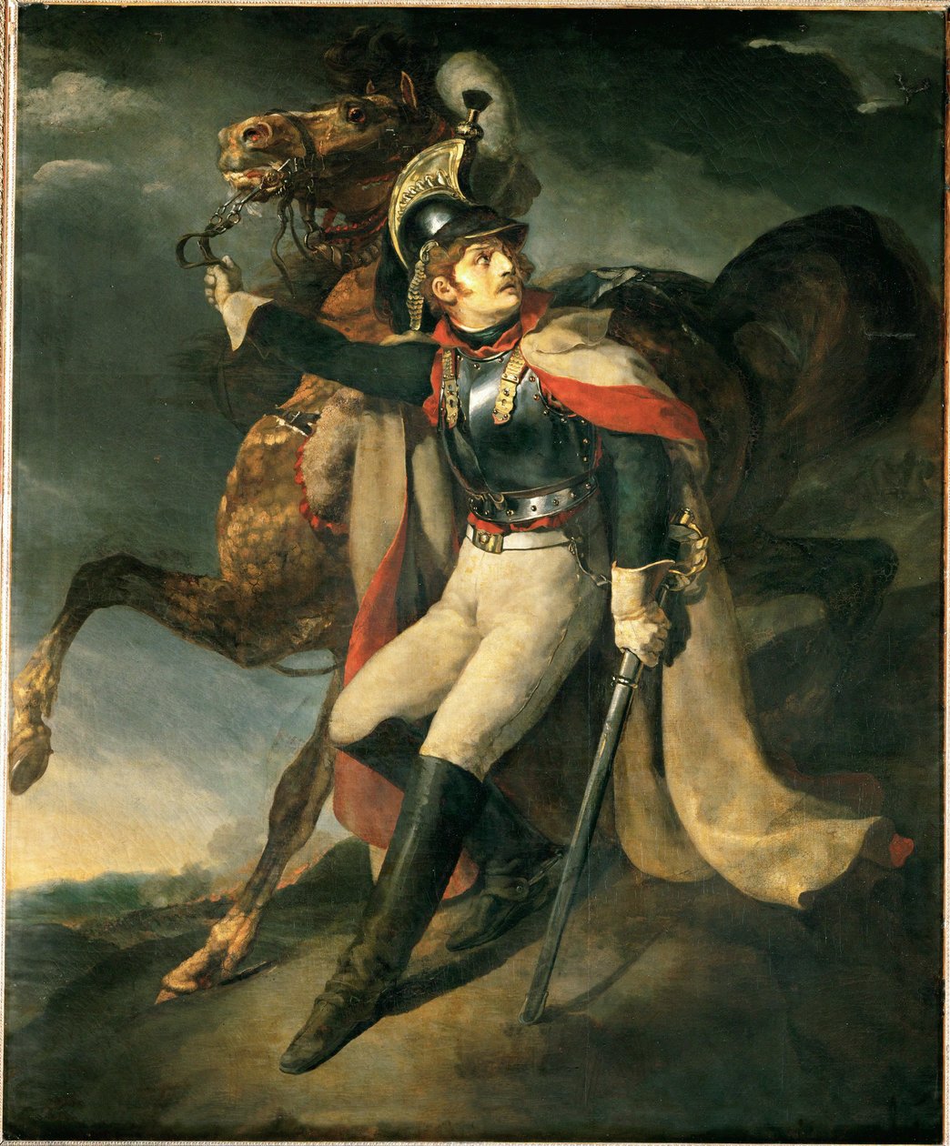 Dragón herido dejando fuego cruzado ... de Theodore Gericault