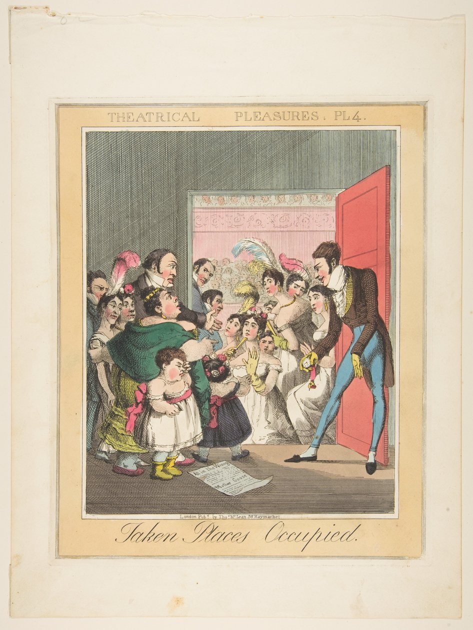 Placeres teatrales, Placa 4: Lugares ocupados, ca. 1835 de Theodore Lane