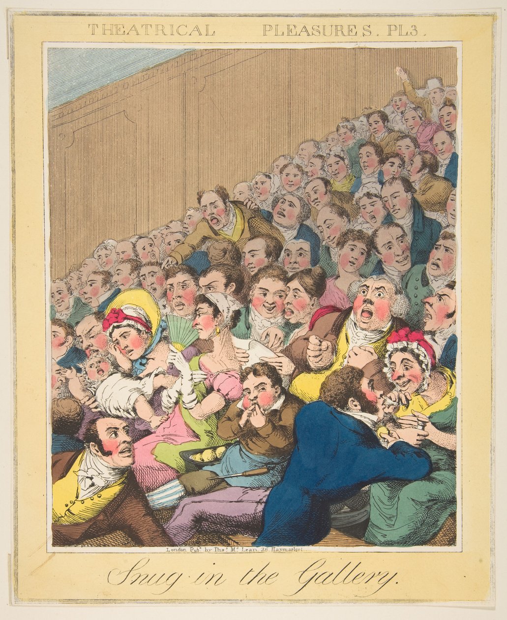 Placeres teatrales, Snug en la galería, Placa 3, ca. 1835 de Theodore Lane