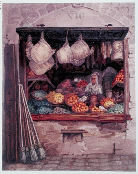 Una Mujer Vendiendo Frutas y Verduras, Argel, c.1835 de Theodore Leblanc