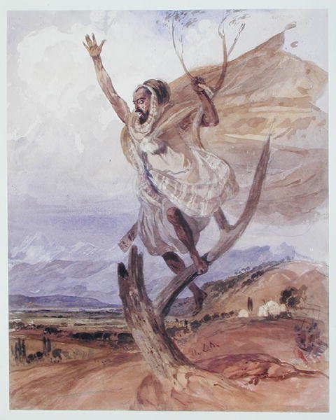 Un árabe vigilando en un árbol, Argelia de Theodore Leblanc