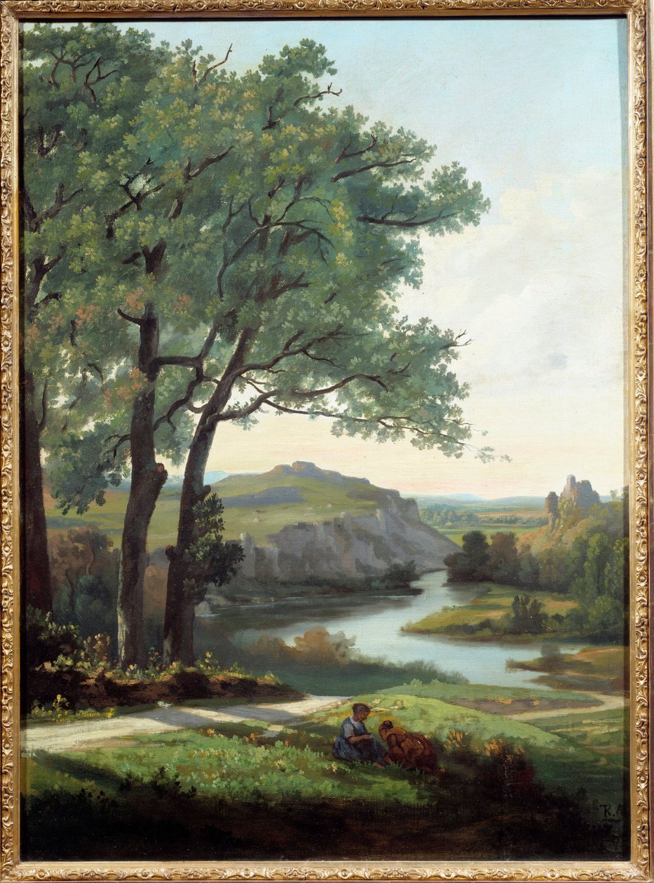 Paisaje con árbol y lago Pintura de Theodore Ravanat (1812-1882) 1860 Grenoble, Museo de Bellas Artes de Theodore Ravanat