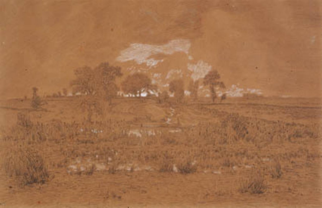 Paisaje vespertino con un pantano de Theodore Rousseau