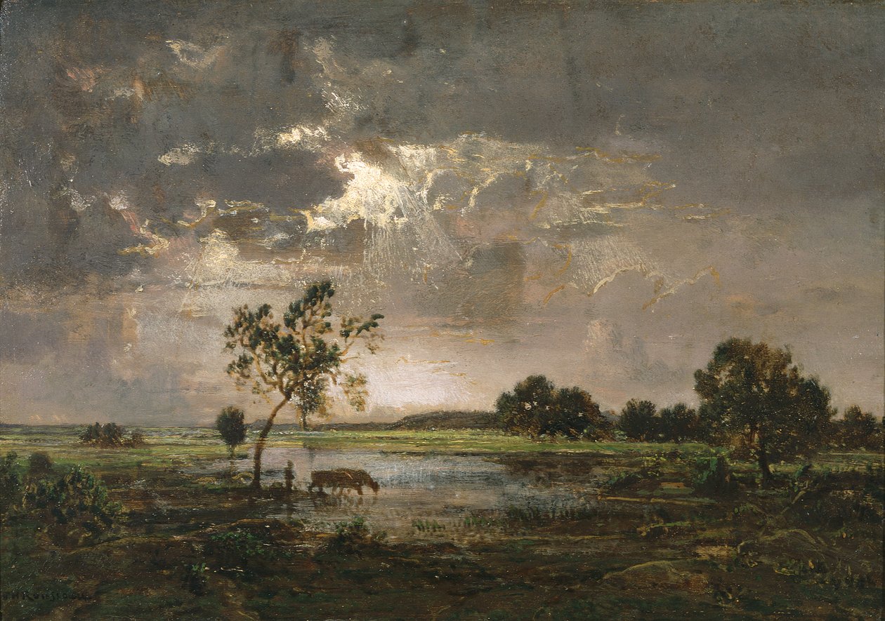Paisaje, c.1842 (óleo sobre tabla) de Theodore Rousseau