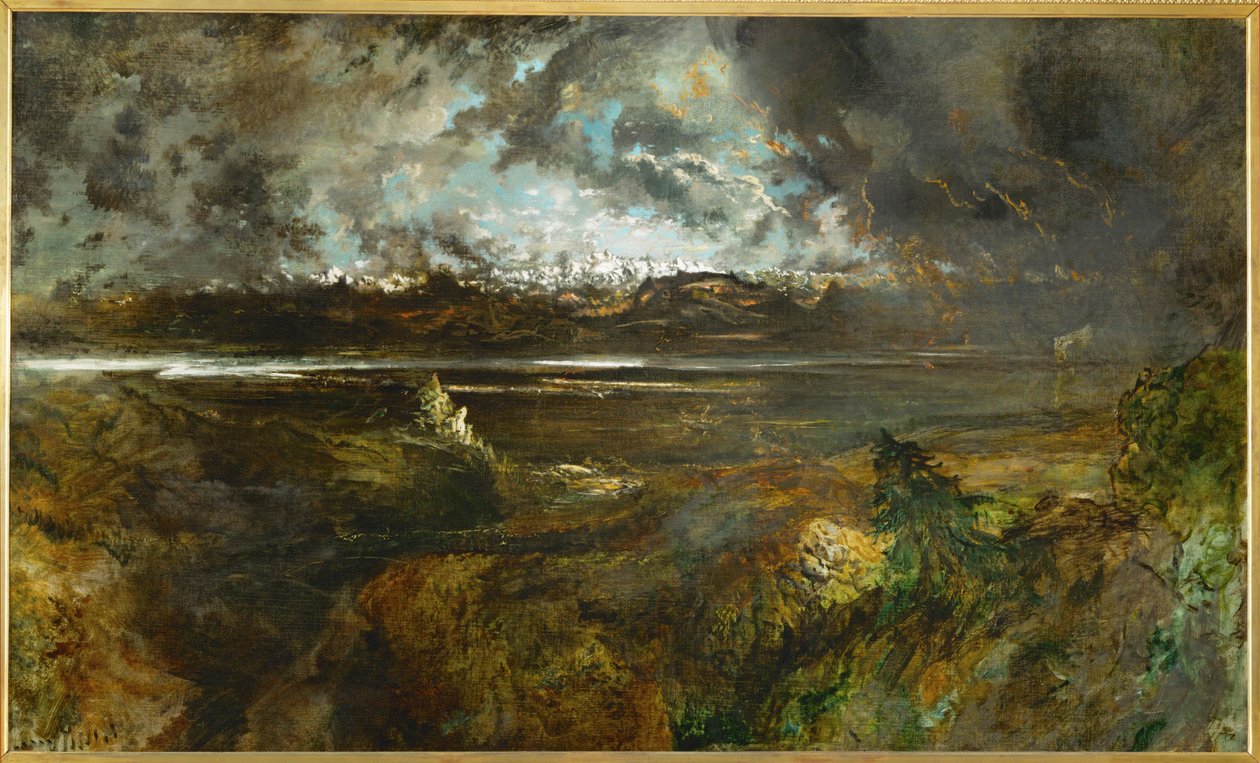 Mont Blanc visto desde La Faucille, efecto tormenta (pintura sobre lienzo) de Theodore Rousseau