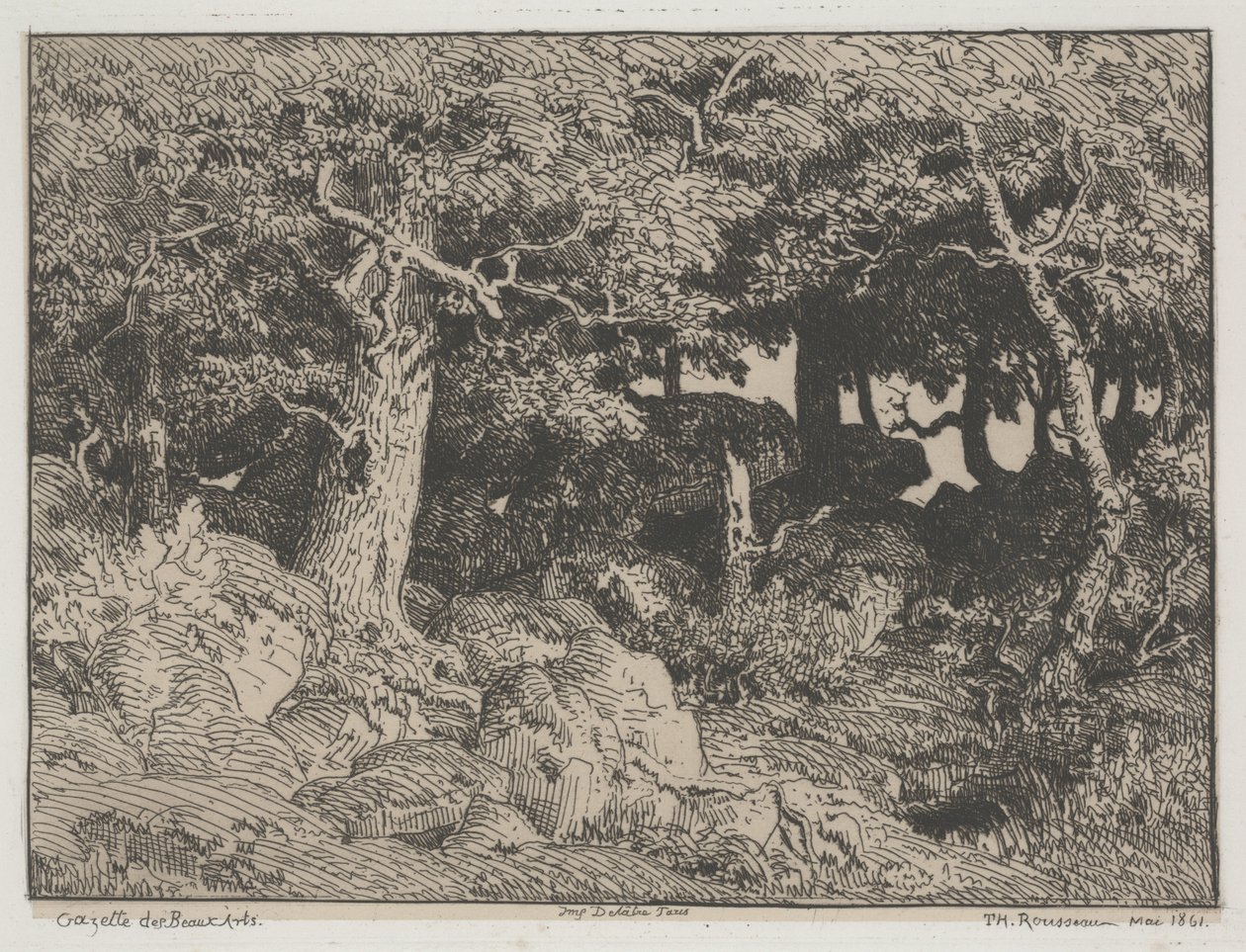 Robles y rocas de Pierre Etienne Theodore Rousseau
