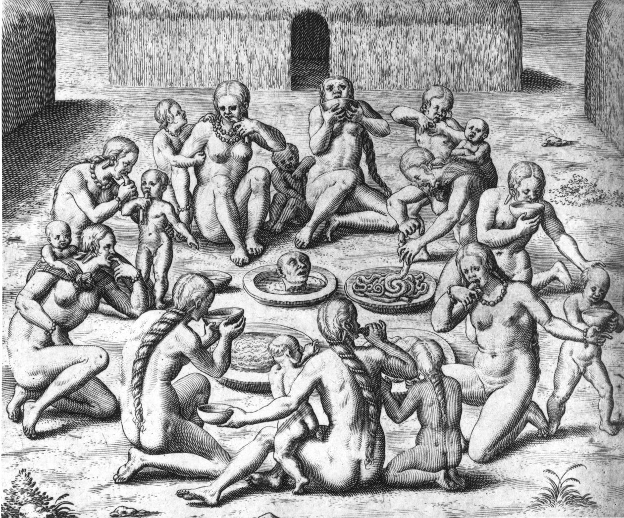 Comidas antropófagas: caníbales de Sudamérica - en "Admirante Narratio Americae", por Théodore de Bry de Theodore de Bry