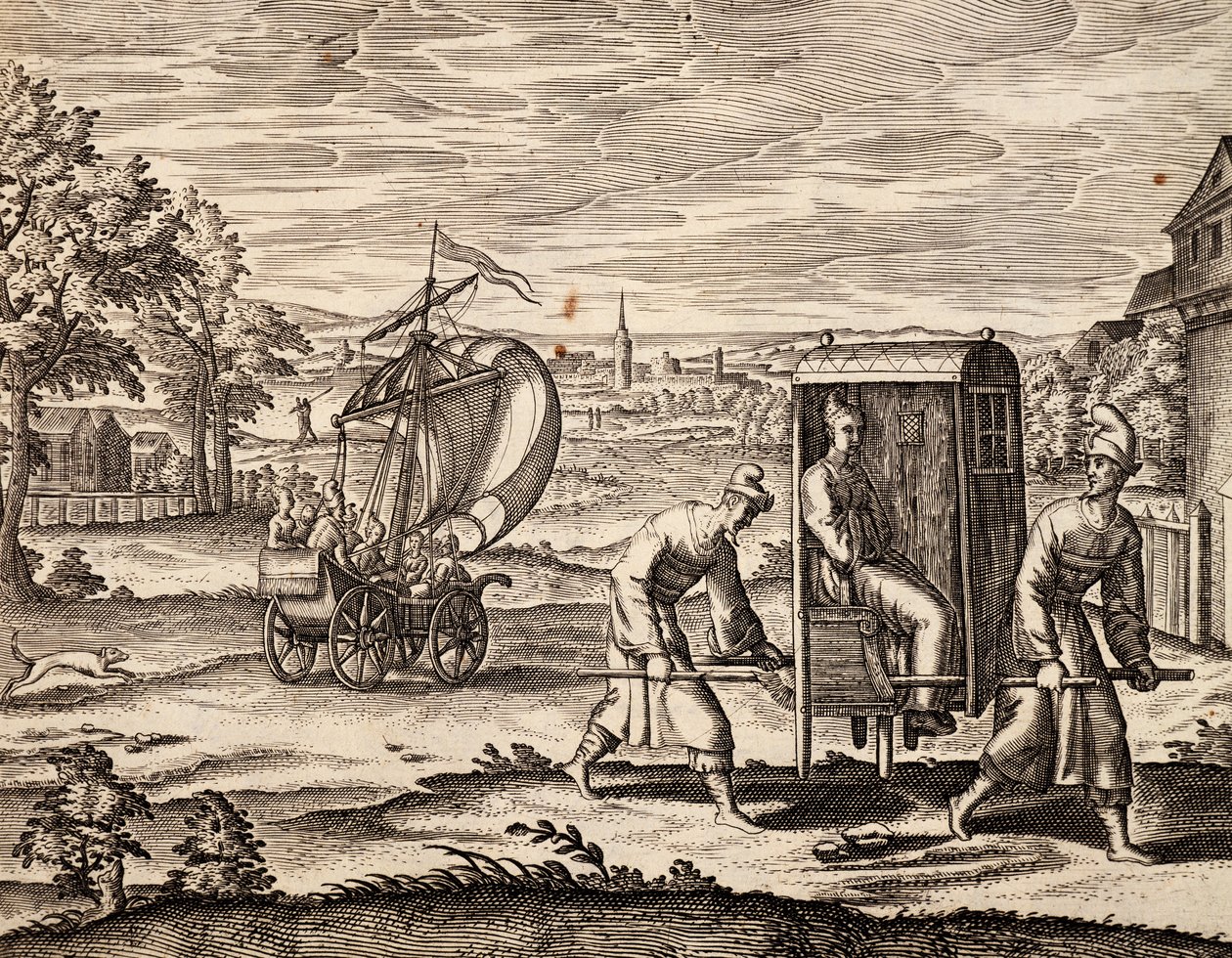 Sedán chino, India Oriental, grabado de una obra de Theodor de Bry (1528-1598), China de Theodore de Bry