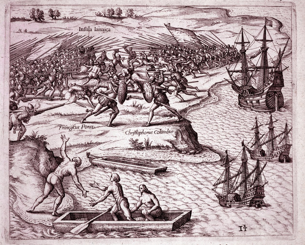 Cuarto viaje de Cristóbal Colón a la isla de Jamaica en 1503 de Theodore de Bry