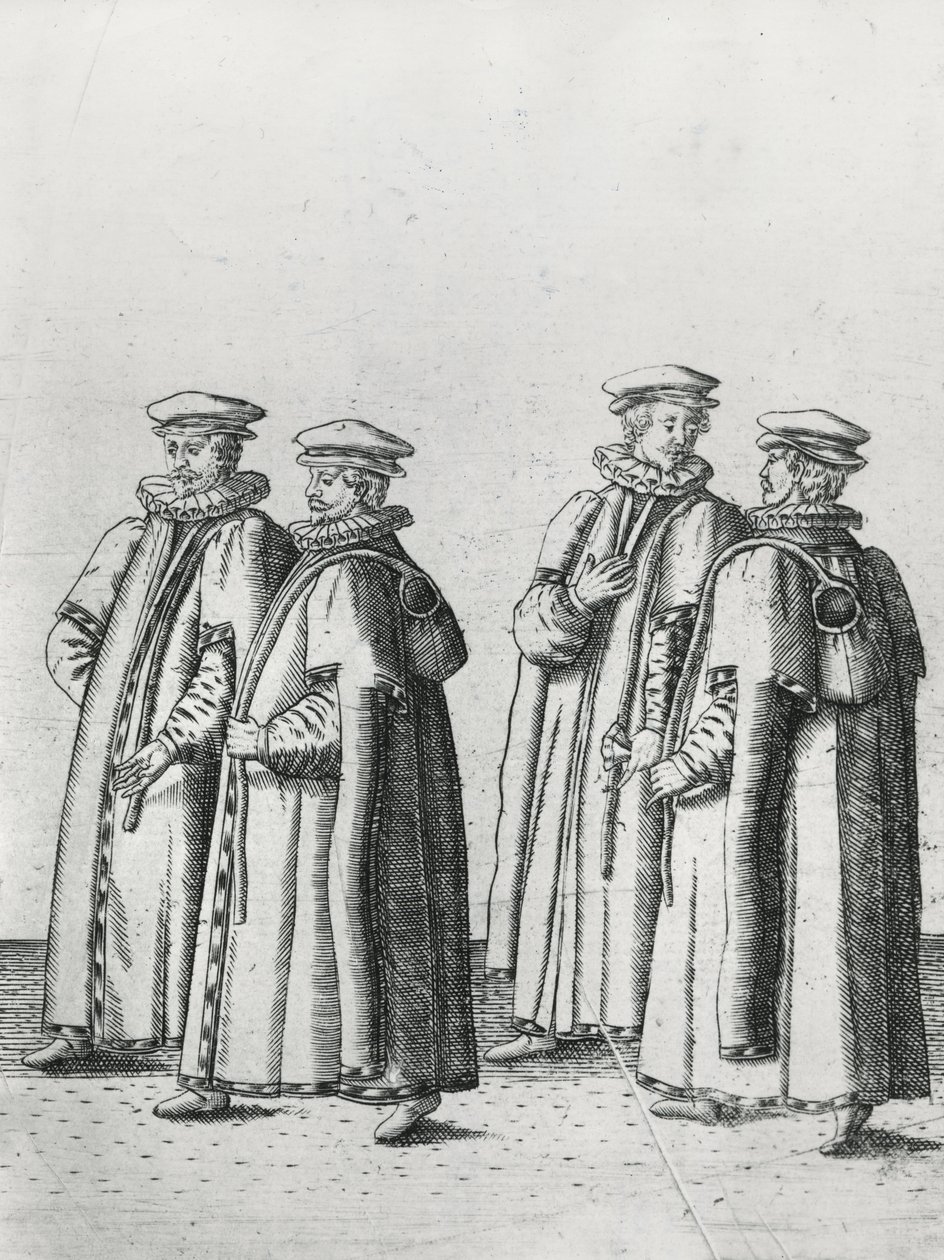 Tenderos en el cortejo fúnebre de Sir Philip Sidney camino a la Catedral de San Pablo, 1587 de Theodore de Bry