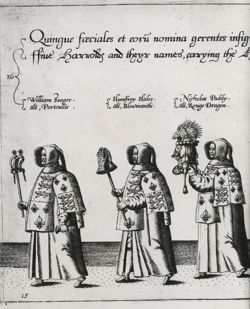 Heraldo en el cortejo fúnebre de Sir Philip Sidney camino a la Catedral de San Pablo, 1587 de Theodore de Bry