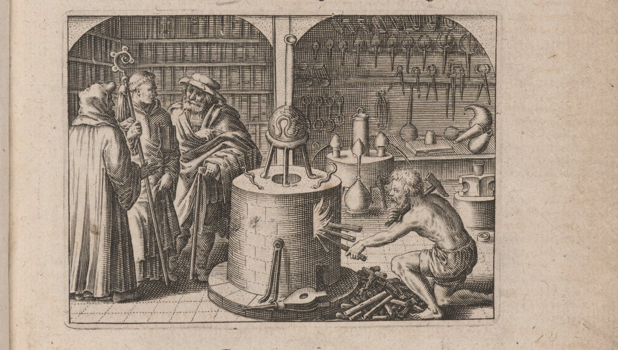 Ilustración para Tripvs avrevs, hoc est, Tres tractatvs chymici selectissimi.., 1618 de Theodore de Bry