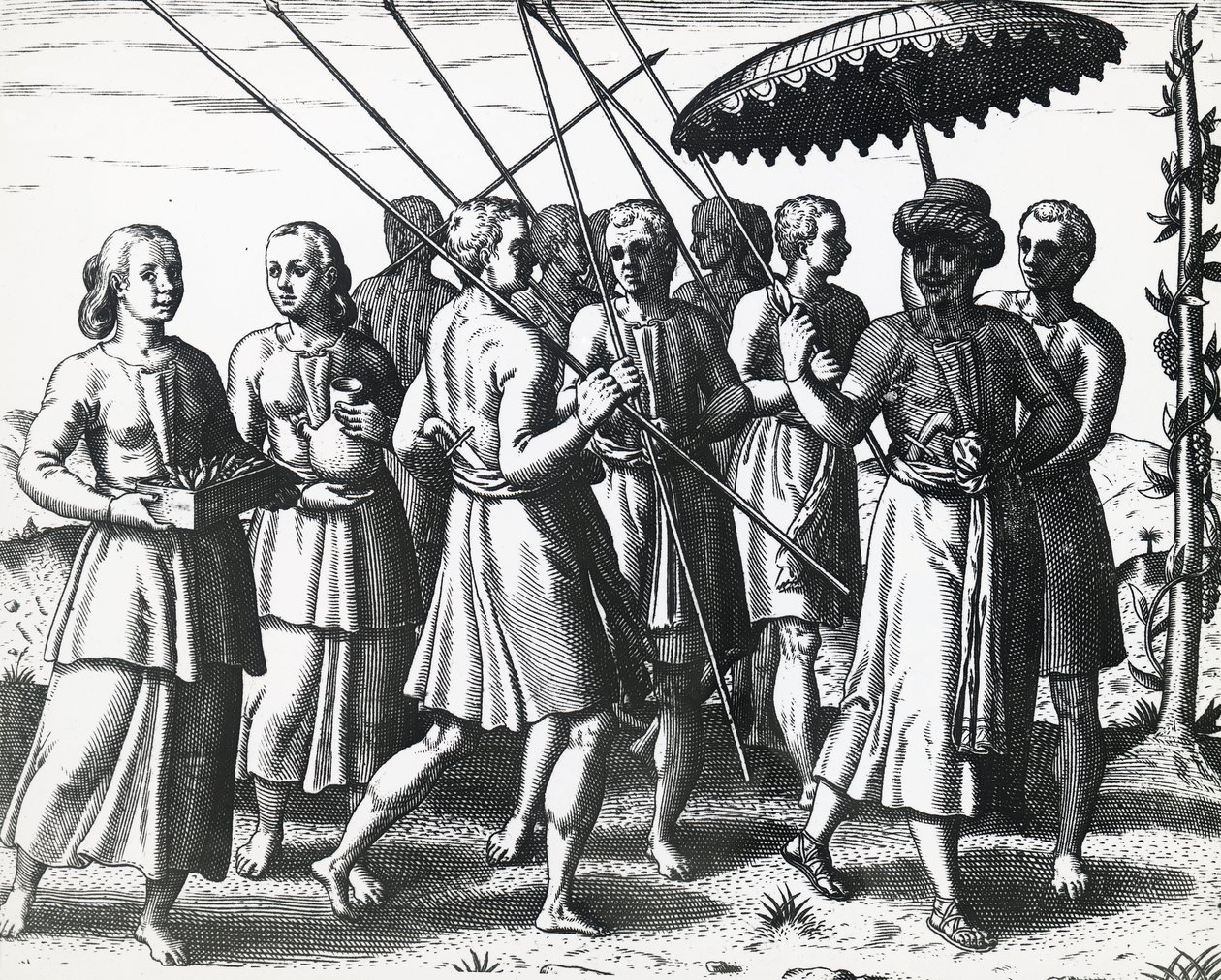 Habitantes de Sumatra, por Theodor de Bry, grabado de Theodore de Bry