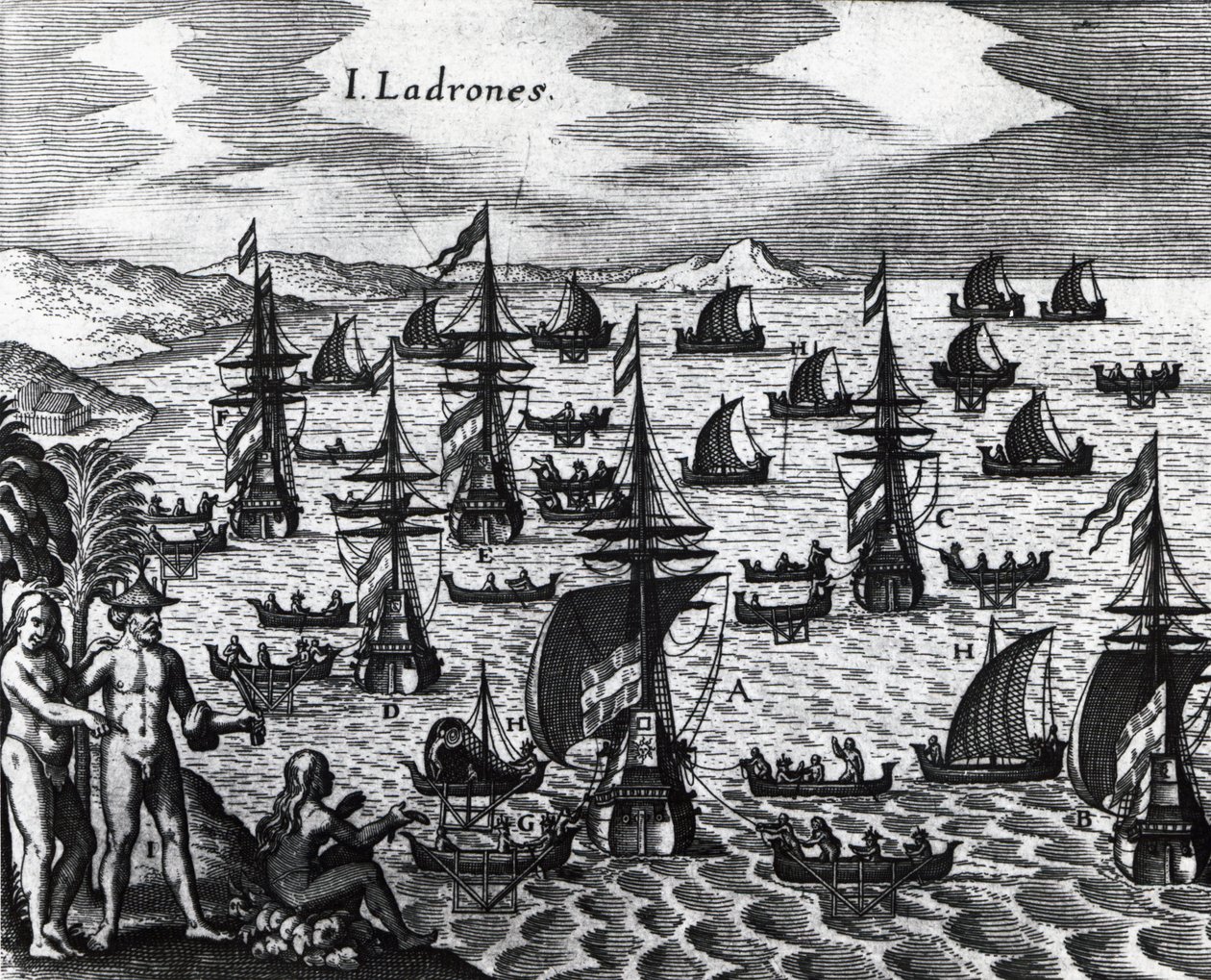 Islas de los Ladrones (hoy Islas Marianas), grabado de Peregrinationes, por Theodor de Bry (1528-1598). Siglo XVI de Theodore de Bry