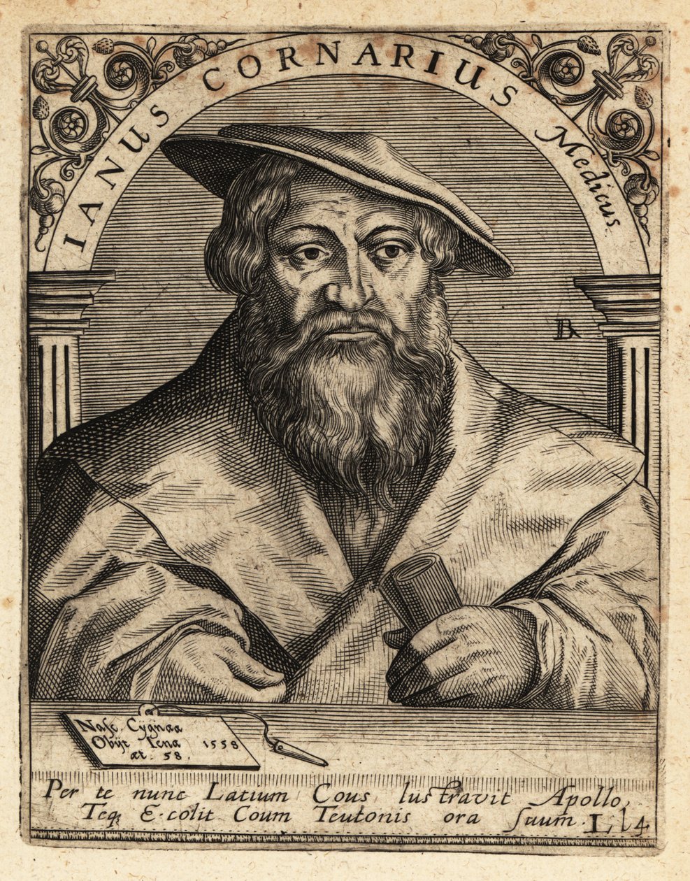 Janus Cornarius, humanista sajón, c.1500-1558. de Theodore de Bry