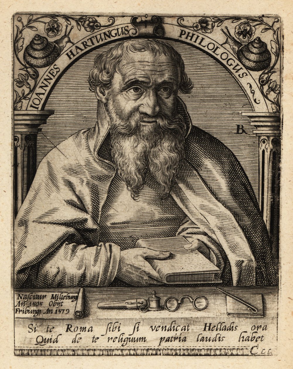 Johannes Hartung, graecista y hebraísta alemán de Theodore de Bry