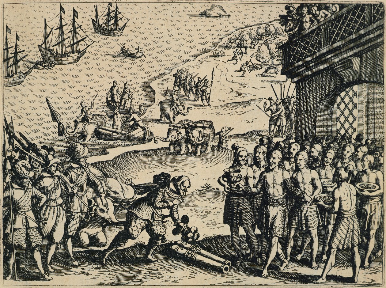 Los holandeses desembarcando en Calcuta de Theodore de Bry