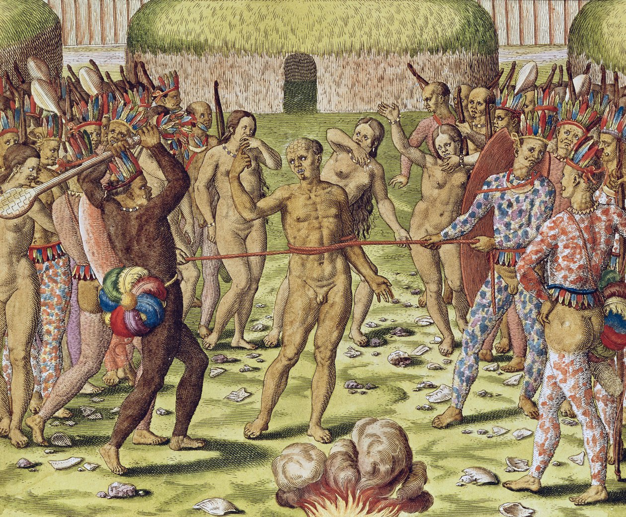 La ejecución de un enemigo por los indios Topinambous, 1562 de Theodore de Bry