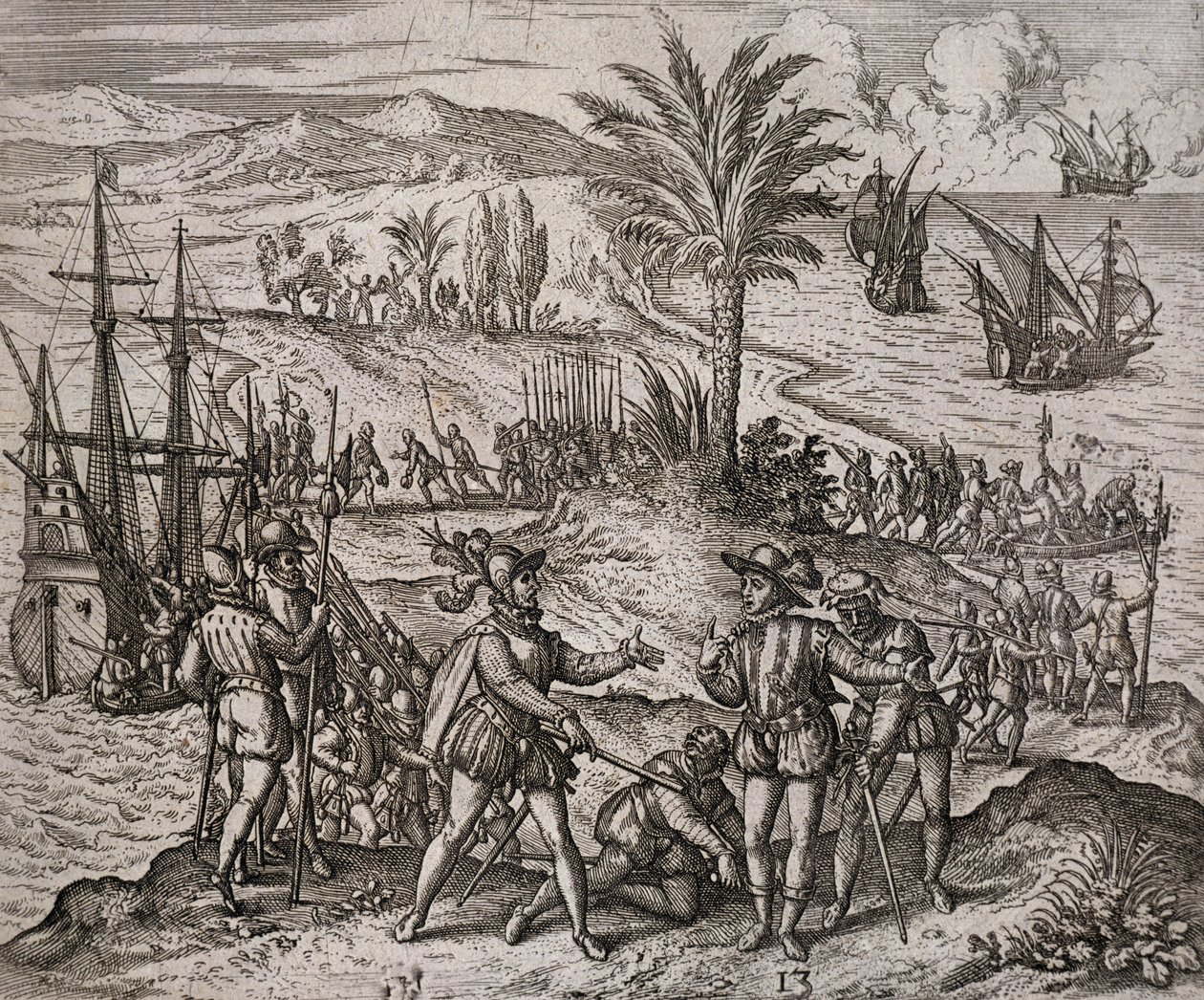 El arresto de Cristóbal y Bartolomé Colón por orden de Francisco de Bobadilla de Theodore de Bry