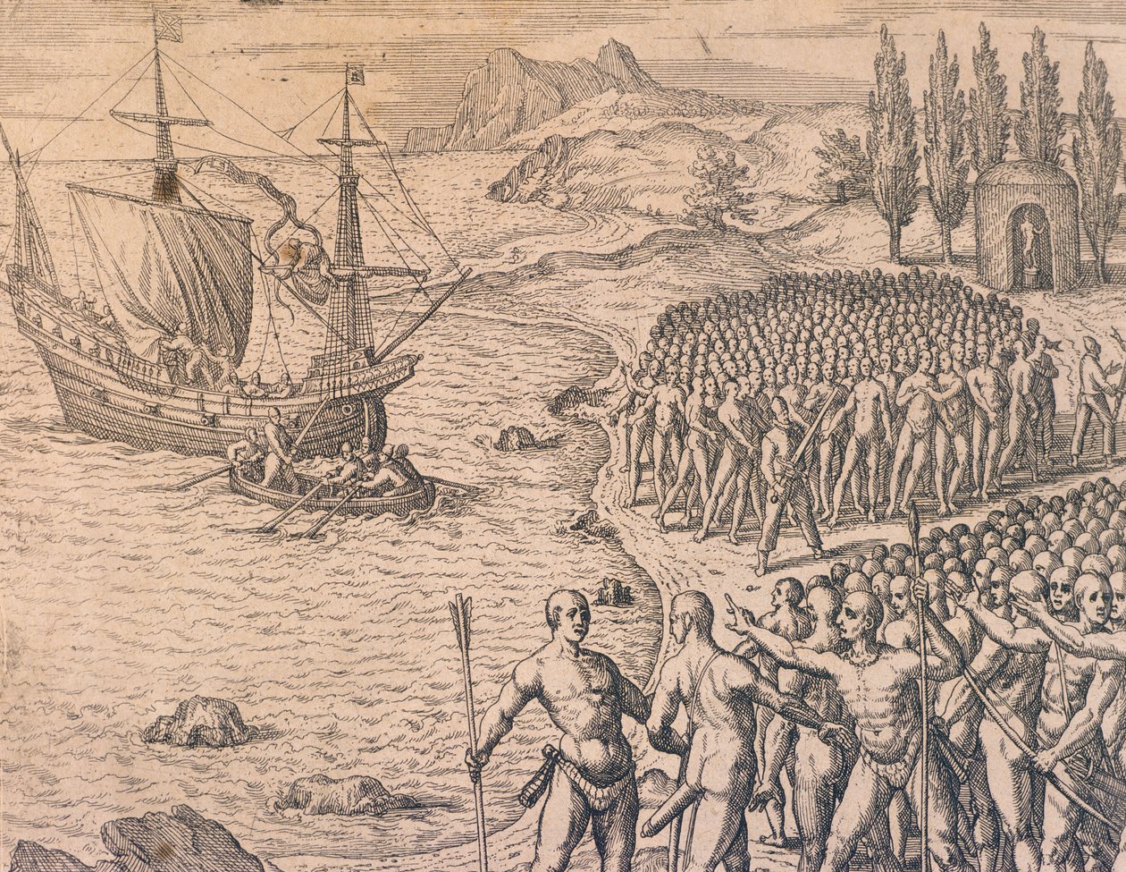 La llegada de los portugueses a Perú de Theodore de Bry