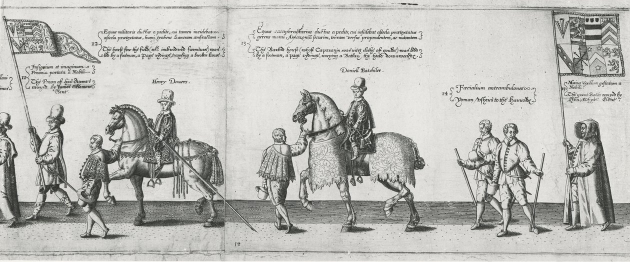 Ujieres en el cortejo fúnebre de Sir Philip Sidney camino a la Catedral de San Pablo, 1587 de Theodore de Bry