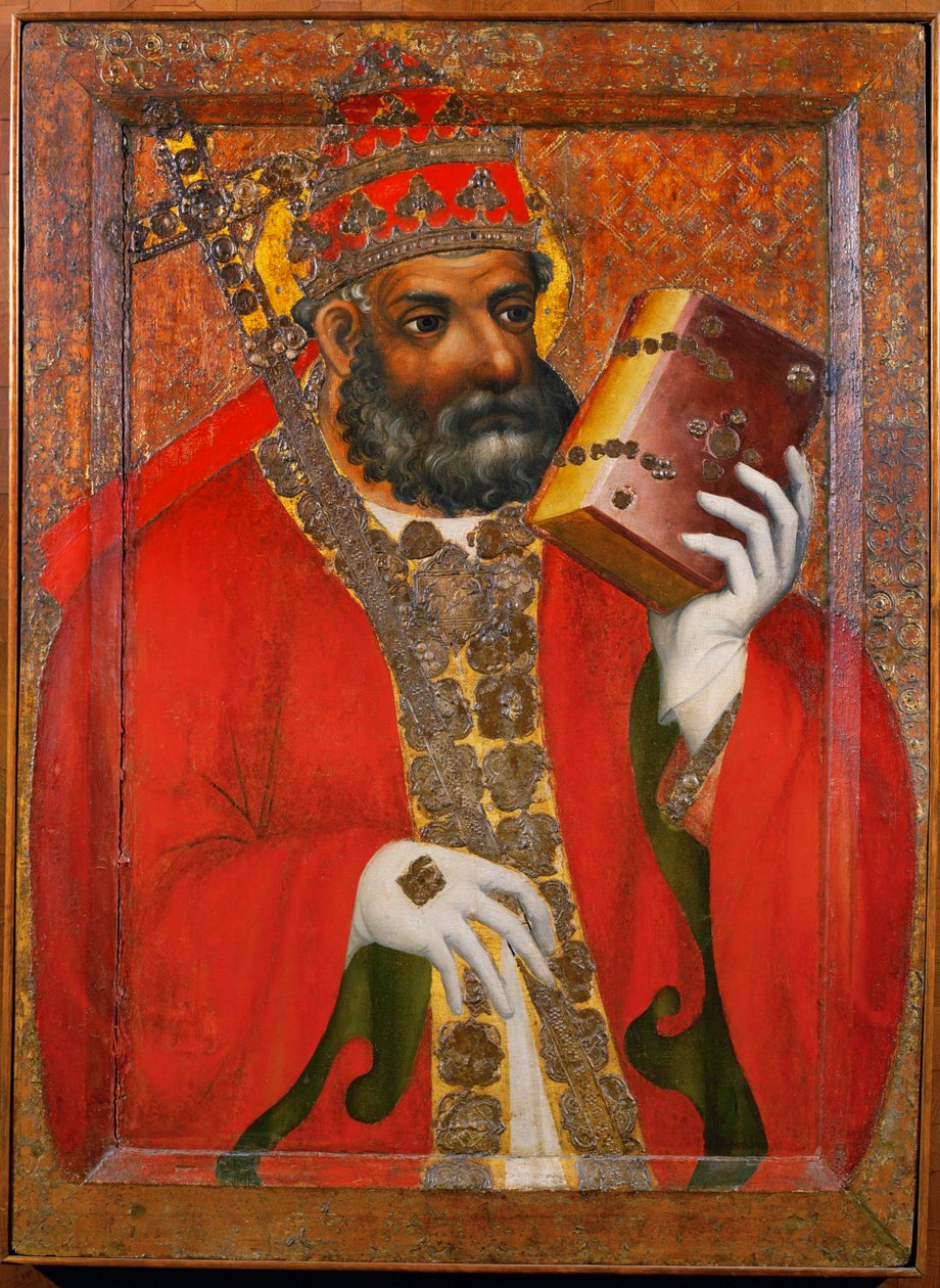 El Santo Papa - Retrato de un Papa desconocido ... (temple sobre madera) de Theodoric Master