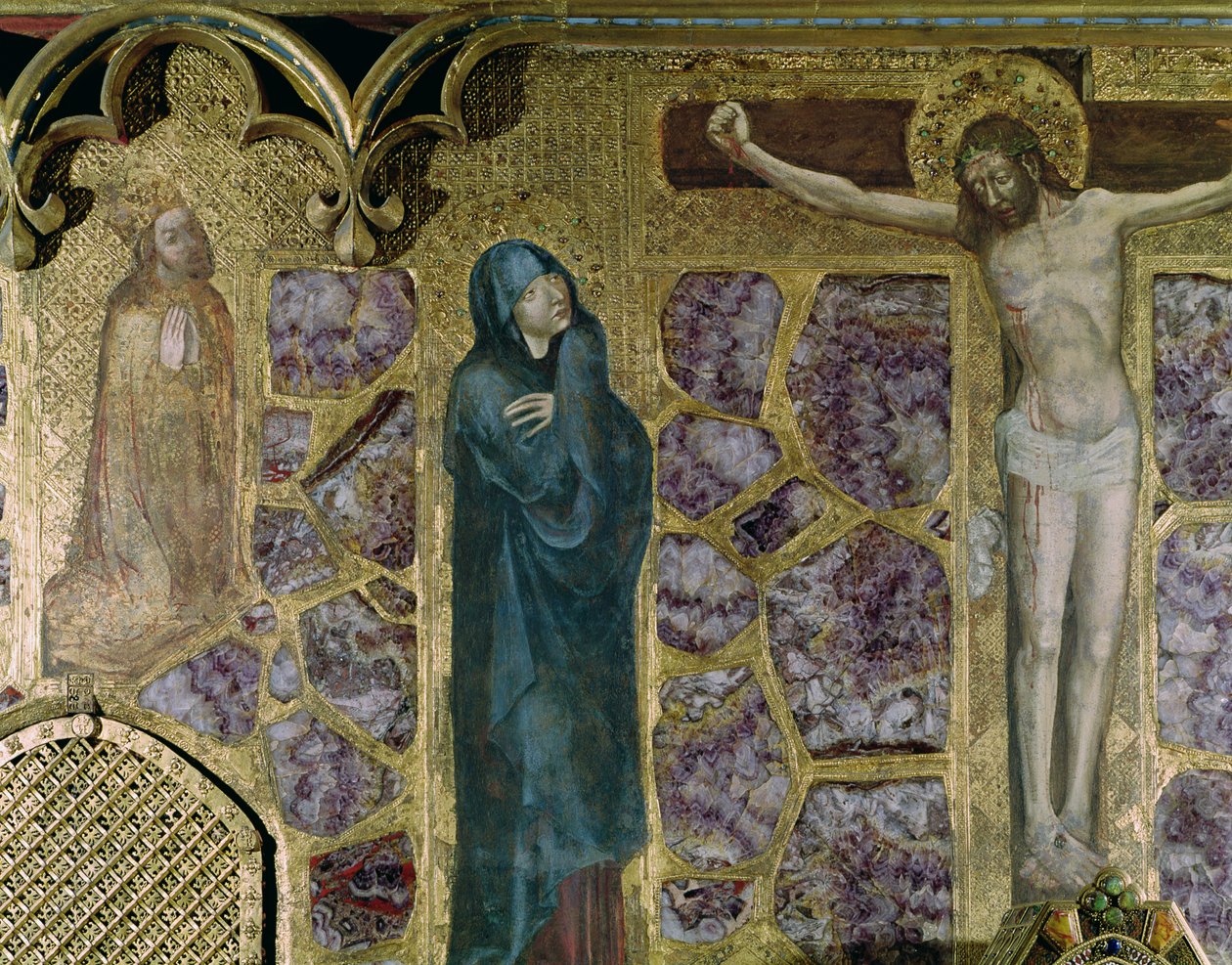 Carlos IV (1316-78) en oración, la Virgen y Cristo de la Cruz, de la Capilla de San Wenceslao de Theodoricus of Prague