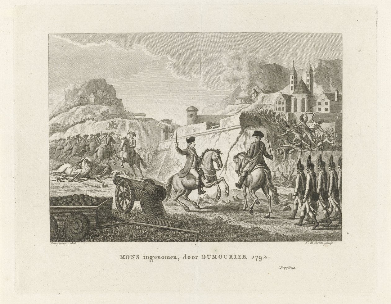 Toma de Mons, 1792 Mons tomado, por Dumourier 1792 (título sobre objeto) de Theodorus de Roode