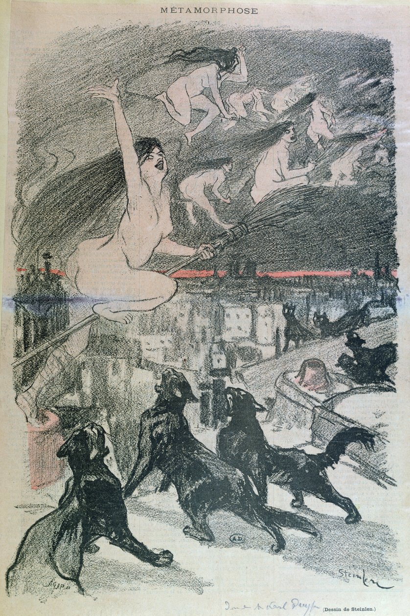 Metamorfosis - gatos negros transformándose en brujas, finales del siglo XIX de Théophile Alexandre Steinlen