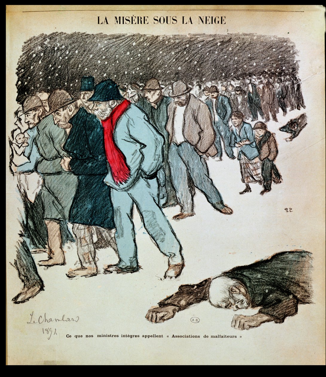 La Miseria de los Trabajadores y los Desempleados en la Nieve, ilustración de 
