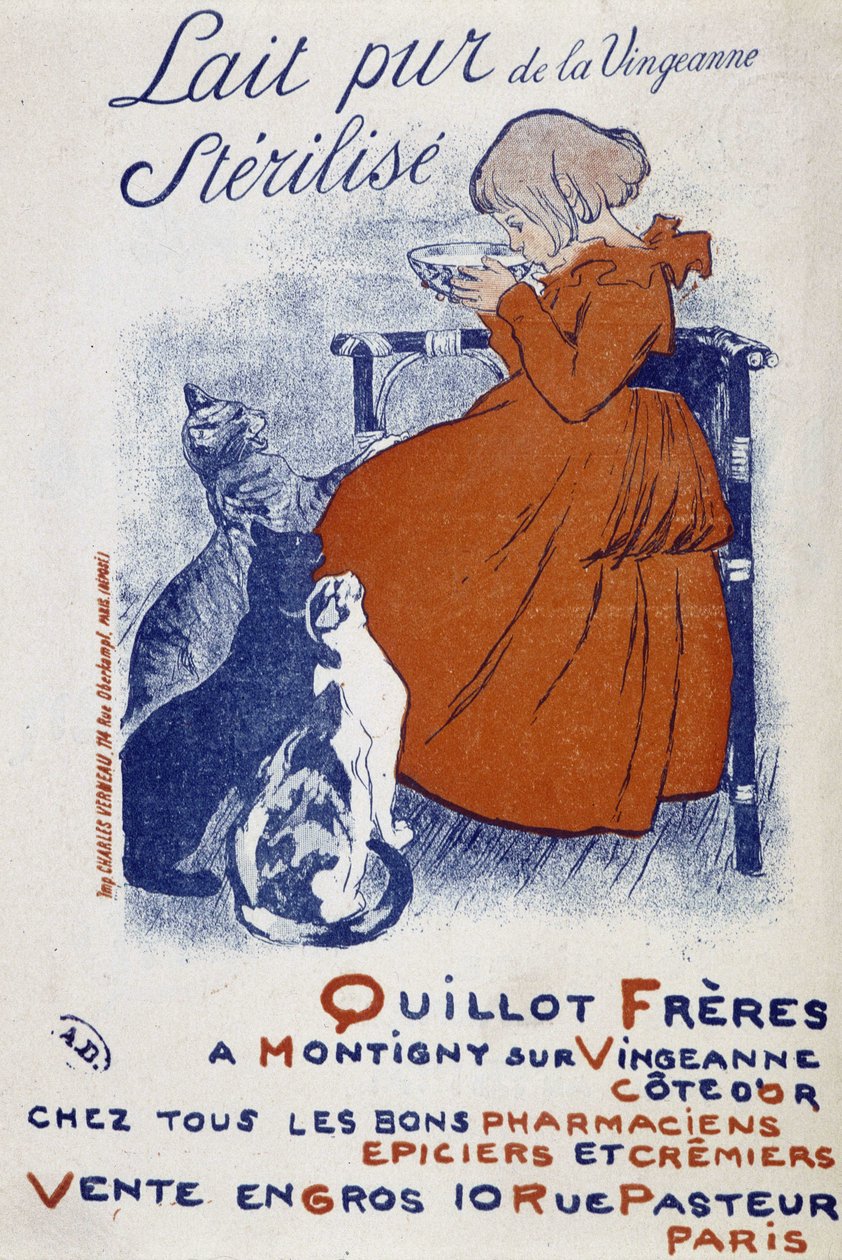 Cartel publicitario para la leche pura de la Vingeonne - por Steinlen de Théophile Alexandre Steinlen