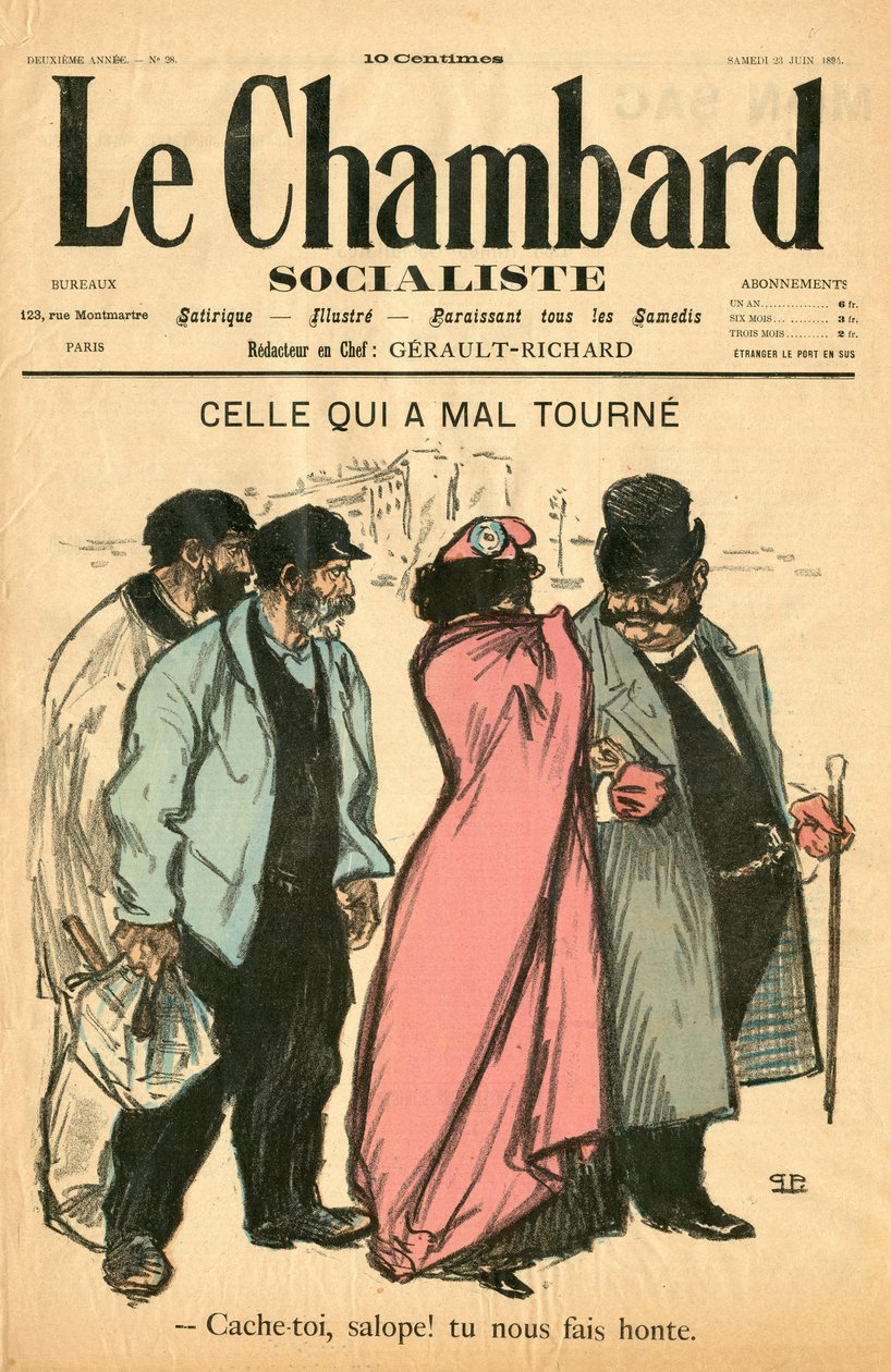 Portada de "Le Chambard socialiste", número 28, Satírico en Colores de Théophile Alexandre Steinlen