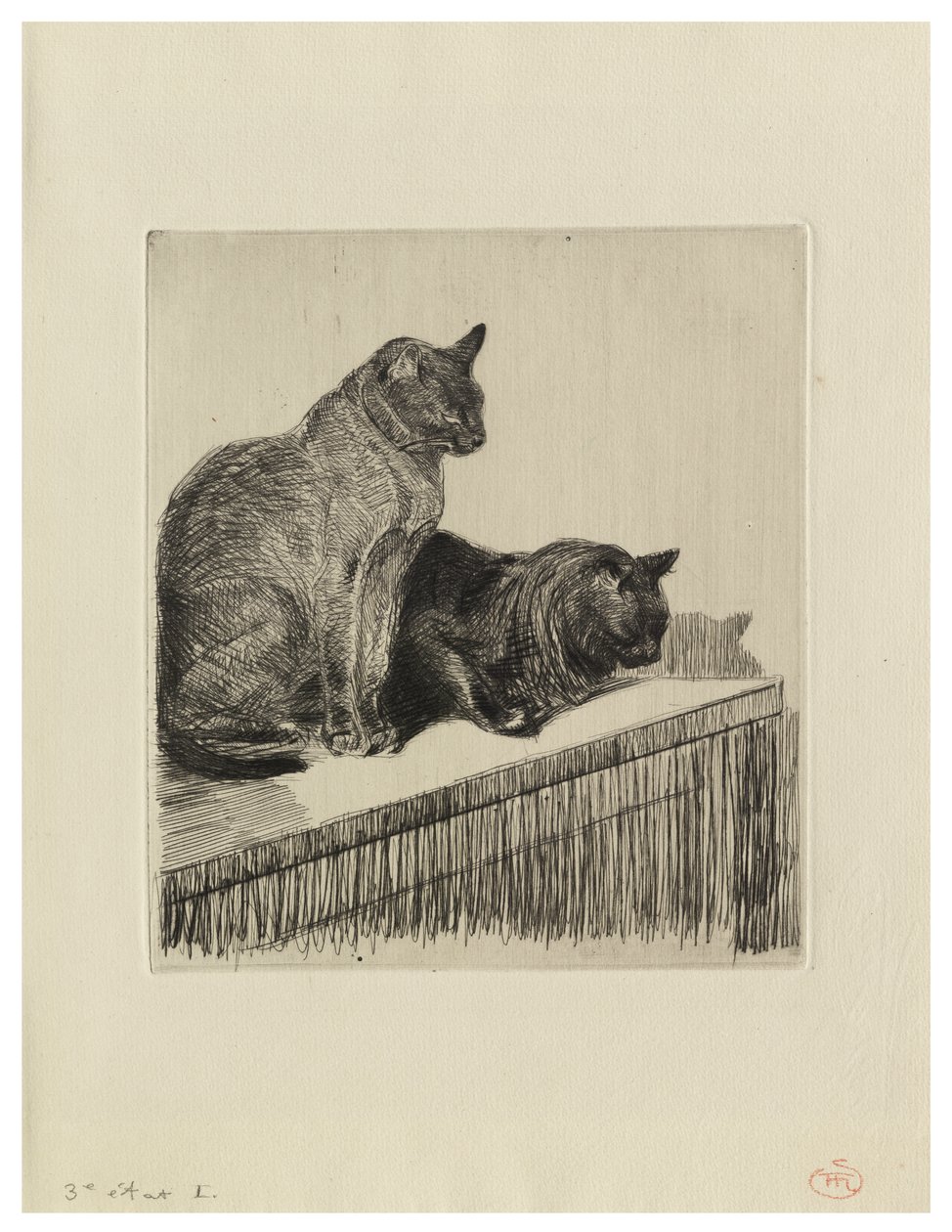 Dos gatos sobre un mueble de Théophile Alexandre Steinlen