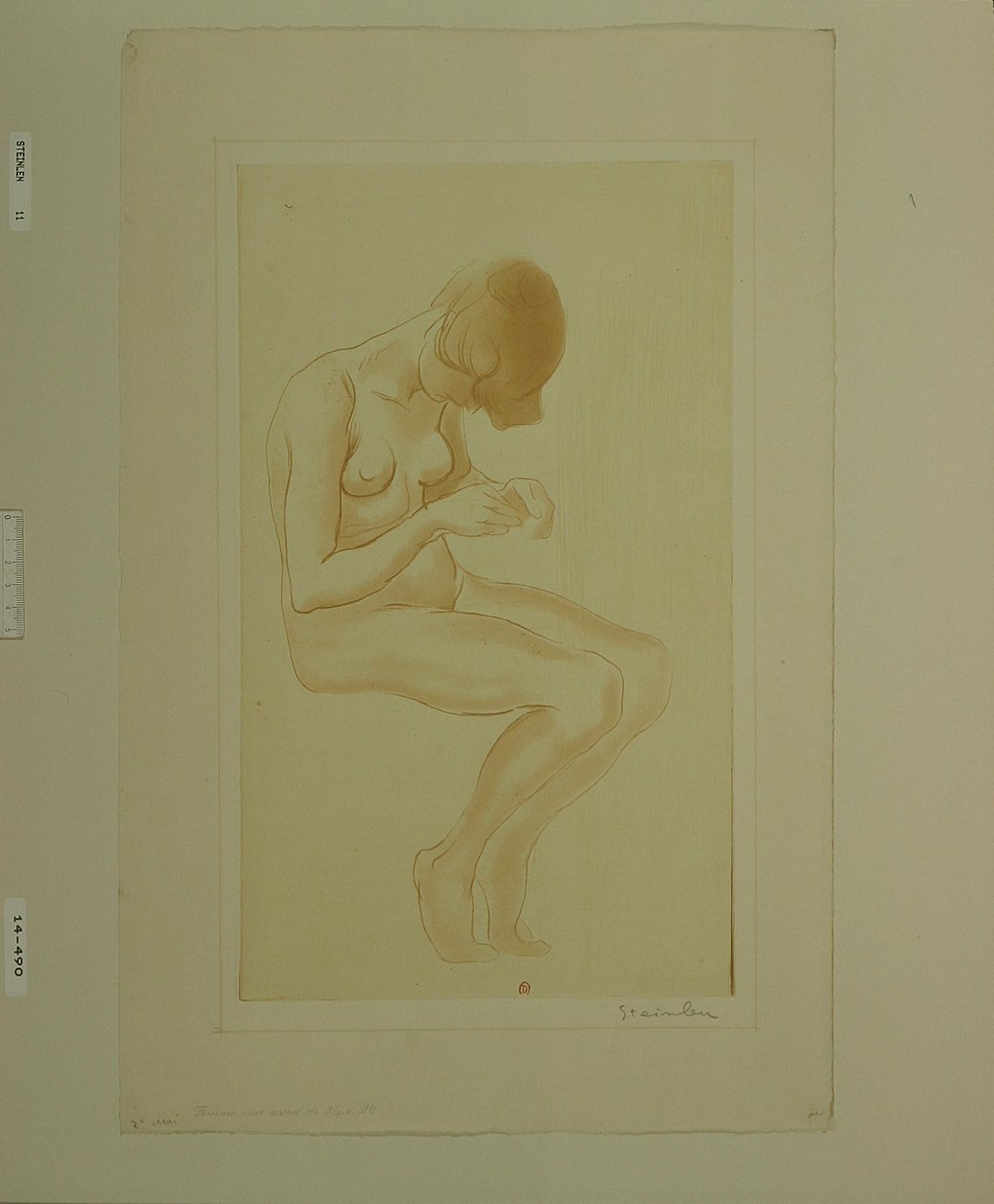 [Mujer pintándose las uñas (6.º desnudo de gran formato)] de Théophile Alexandre Steinlen