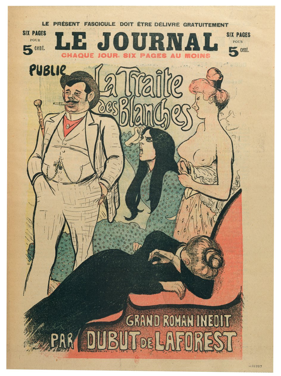 La Traite des Blanches", de Jean-Louis Dubut de Laforest (1853-1902), portada de "Le Journal", finales del siglo XIX (litografía en color). de Théophile Alexandre Steinlen