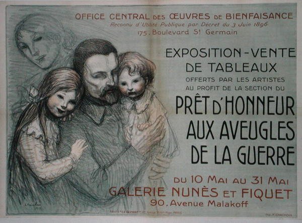 Póster publicitario de una venta de arte en ayuda de soldados ciegos de Théophile Alexandre Steinlen