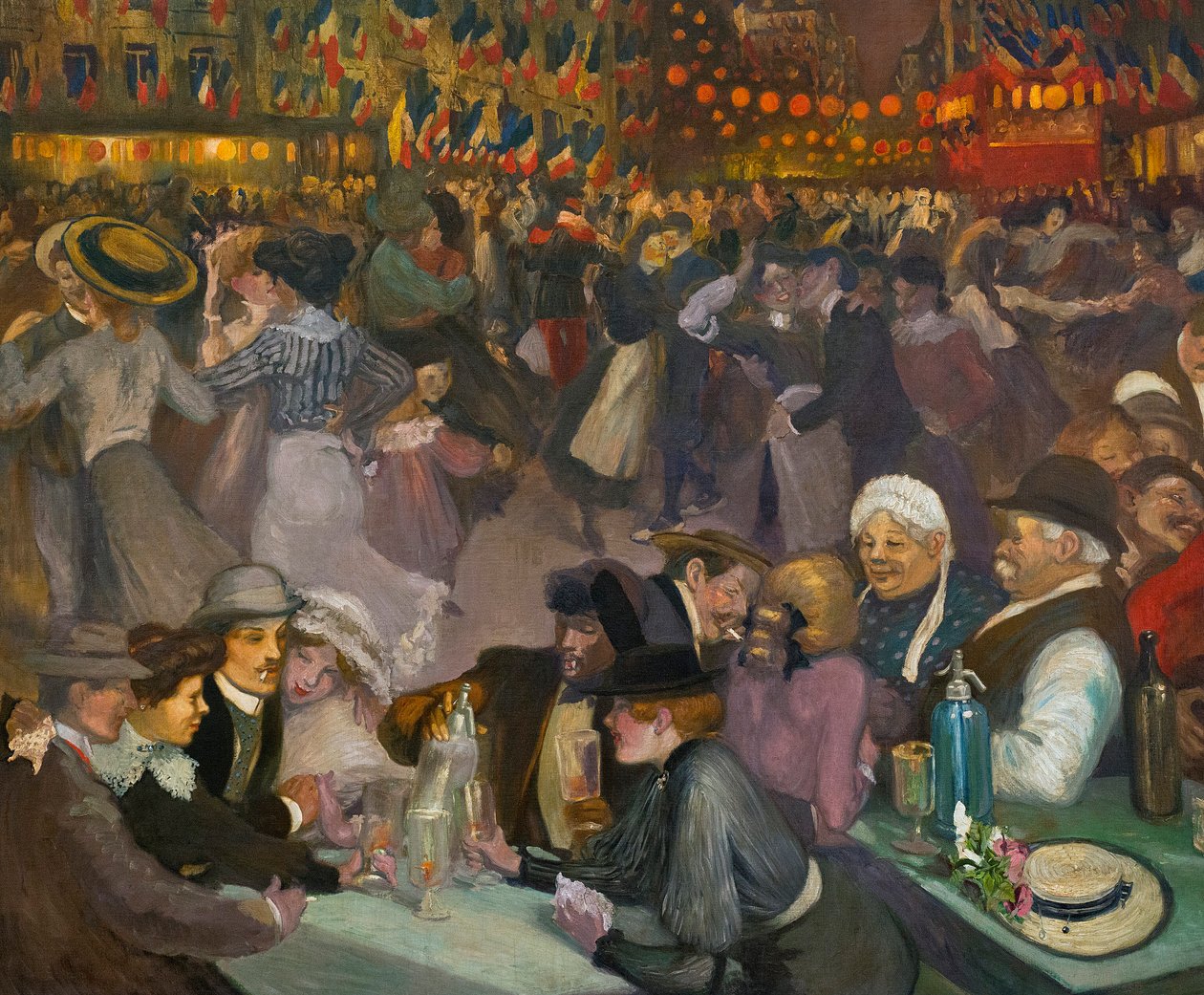 El baile del Día de la Bastilla (14 de julio) - Alexandre Theophile Steinlen (1859-1923) - (detalle) de "Bal du 14 juillet" de Théophile Alexandre Steinlen